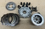 1985 Honda XR350R Clutch Basket, Pressure Plate Hub 22100-KN5-670, Springs, Disc Used. Price: $49.00.