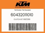 Ktm Genuine Clutch Kit 1190/1290 - 60432011010 New. Price: $527.99.