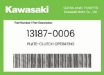 Kawasaki Genuine Plate-clutch Operating 13187-0006 New. Price: $81.97.