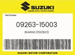 Suzuki Genuine Bearing (15X28X2) 09263-15003 New. Price: $9.82.