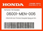 Honda Genuine Cltch Kit Incl-frcton Dscplat Sprg & Orng/gskt 06001-MEN-006 New. Price: $248.98.