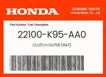 Honda Genuine Clutch Outer (64T) 22100-K95-AA0 New. Price: $308.62.